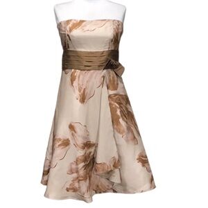 Anthropology Watercolored Strapless Silk Dress Size 6 Petite